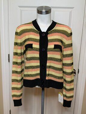 Aldo Martins Multicolor Gold Link Cropped Cardigan Sweater, Size 6